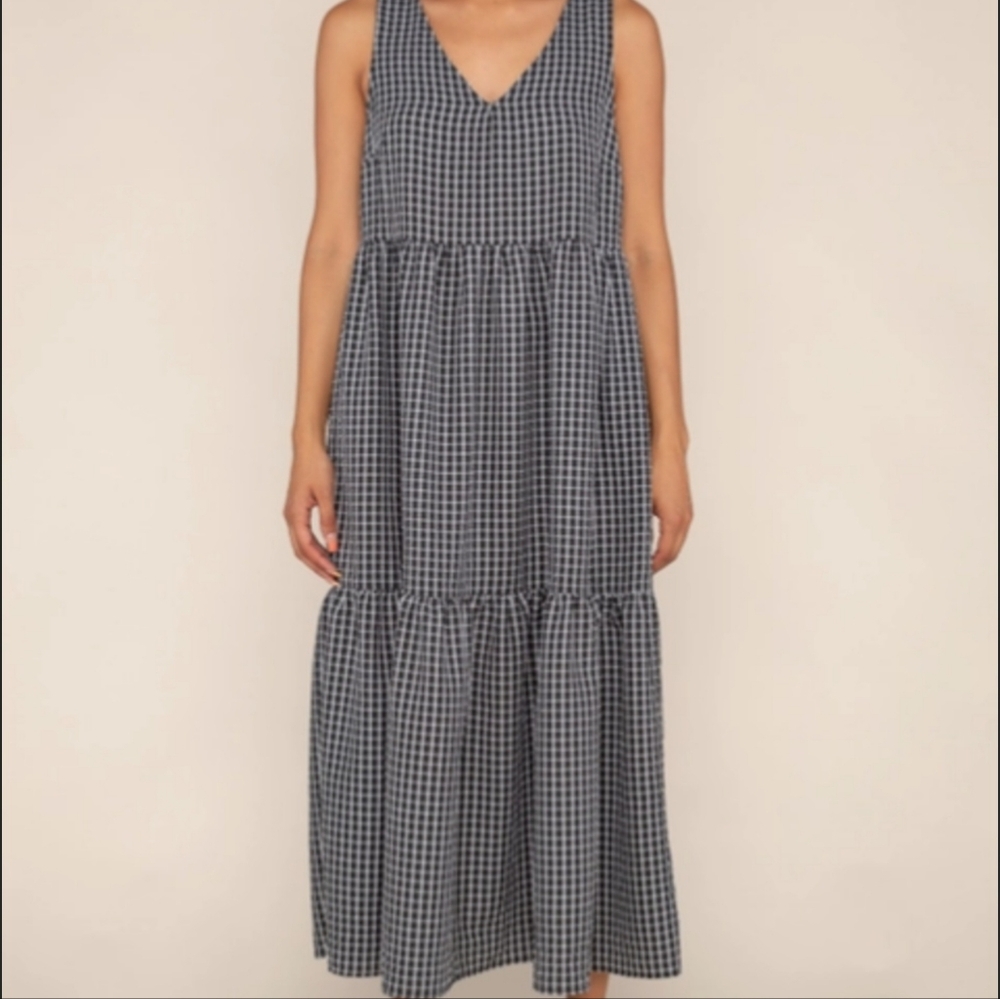 Women's NLT Pepper Navy Gingham Tiered Maxi Dress